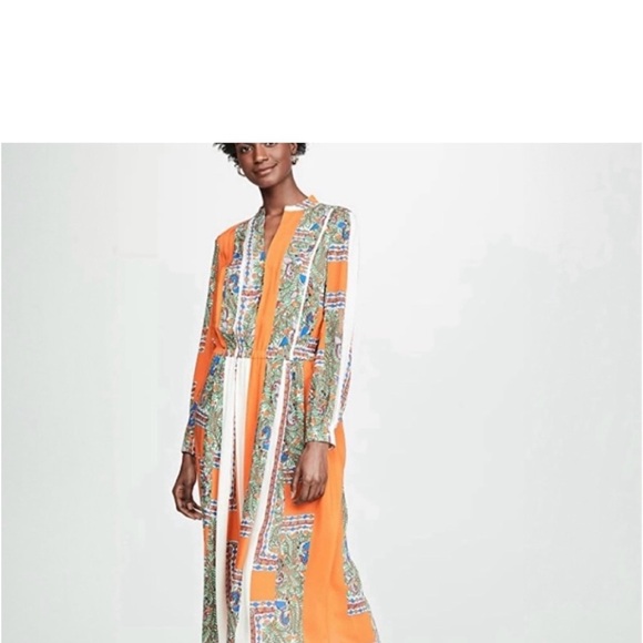 Orange Patterned Midi Dress - Picture 12 of 14